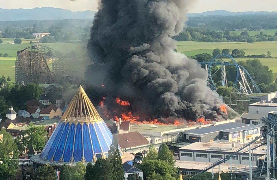  Flames rip through Germany's biggest theme park in the southern town of Rust