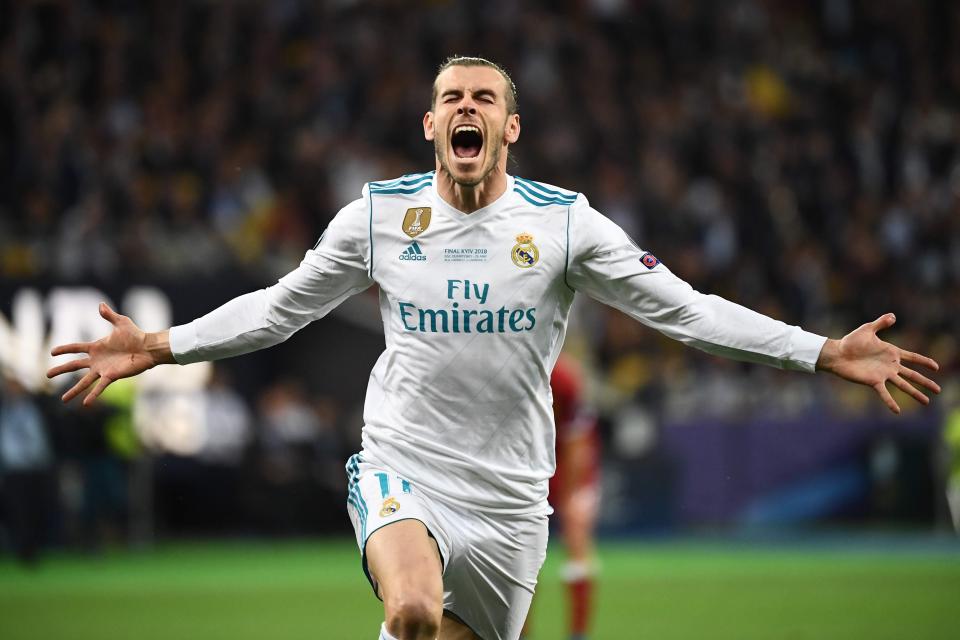  Gareth Bale screams with delight as he sent Real Madrid fans crazy with his amazing bicycle kick in the Champions League final