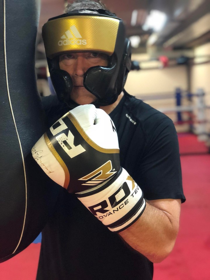 Huw’s been getting fit by boxing at the gym of former British champion Clinton McKenzie