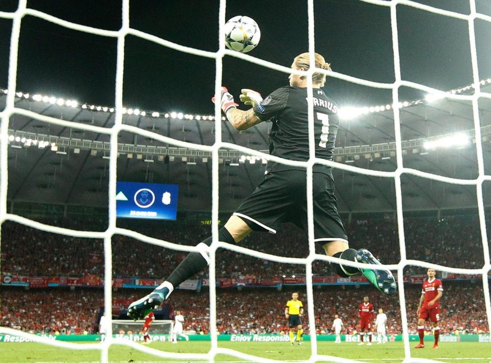  Liverpool keeper Loris Karius fumbled a long-range shot from Gareth Bale into his own net in the 2018 Champions League final v Real Madrid