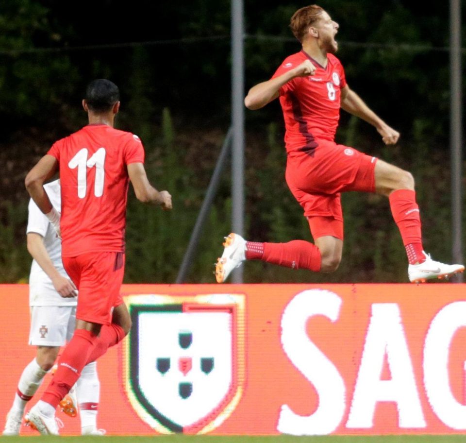  Tunisia's Fakhreddine Ben Youssef celebrates scoring their second goal against Portugal