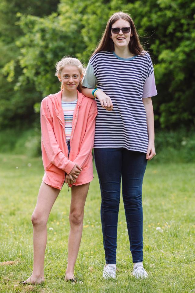  Sophie stands well above the average 12-year-old girl, including friend Marta Porter, 12