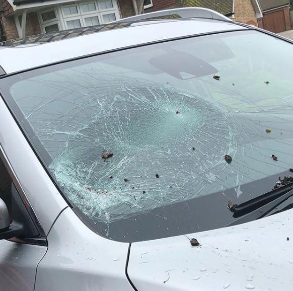  The windscreen of Kerry's car was smashed outside her home