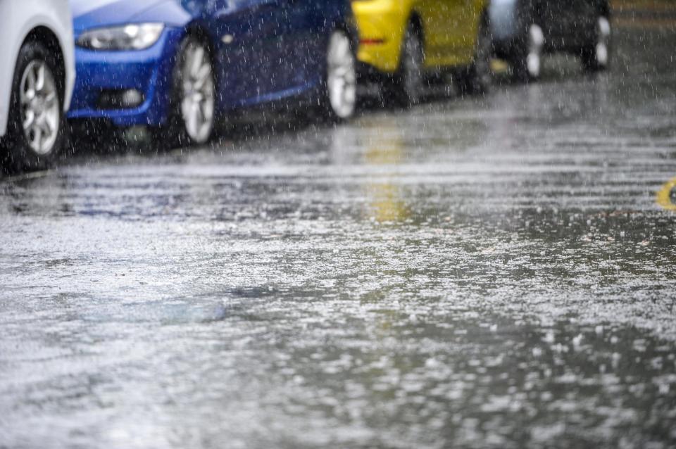  Torrential rain in Brighton with thunder and lightning also forecast to sweep across the south coast later today