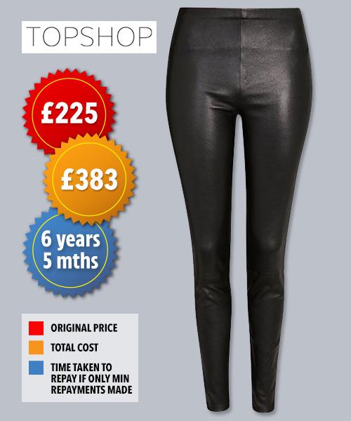  These leggings from TopShop could end up costing £158 extra in interest if customers only pay off the minimum amount