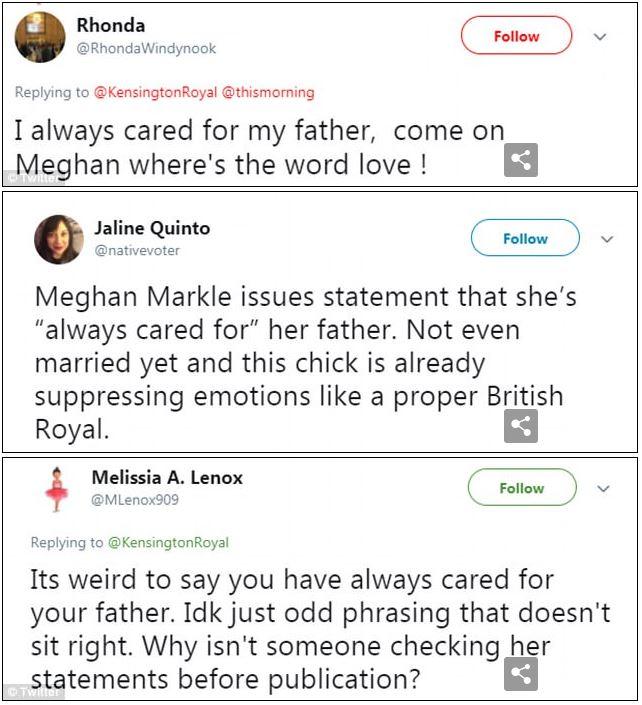 People quickly analysed the wording of Meghan’s statement