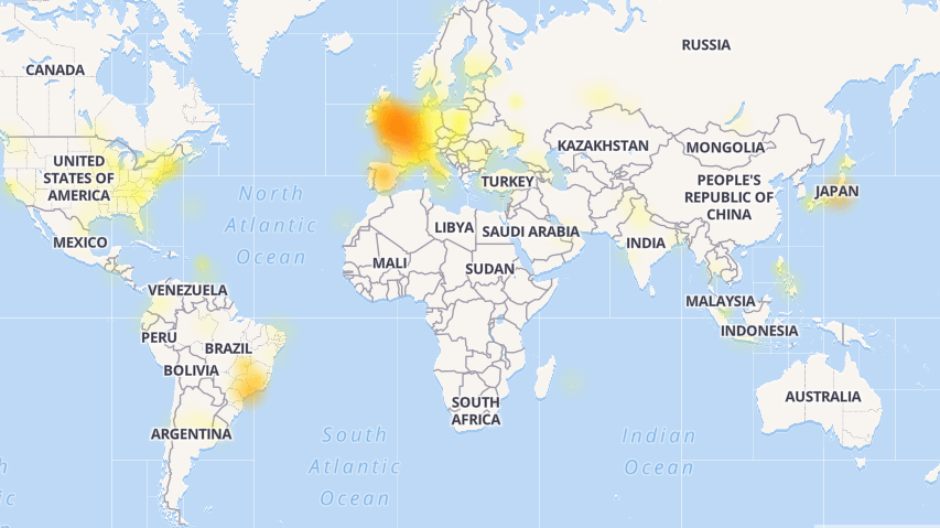  The outage mainly hit in Europe, but there were also problems in other parts of the world