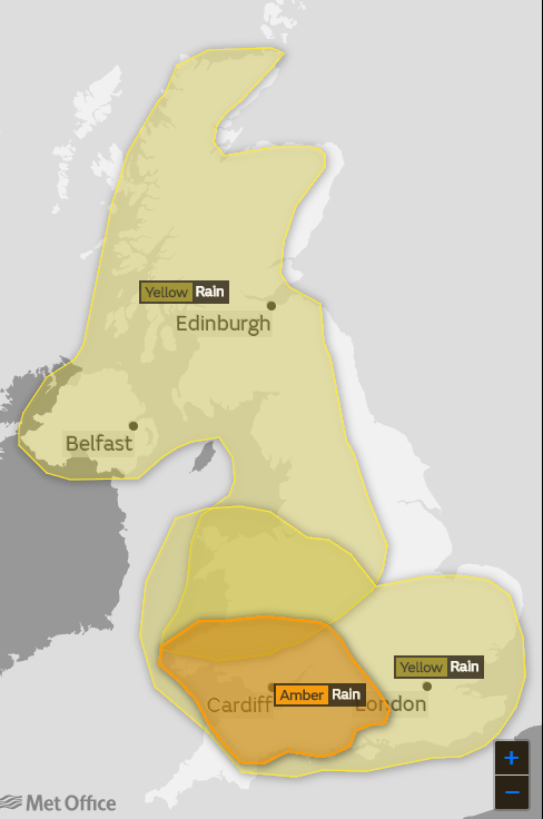  Torrential downpours will hit parts of the UK today - causing flash flooding