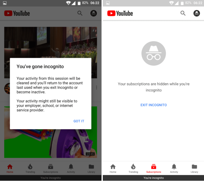  Incognito Mode will keep your searches private without forcing you to log out of the app