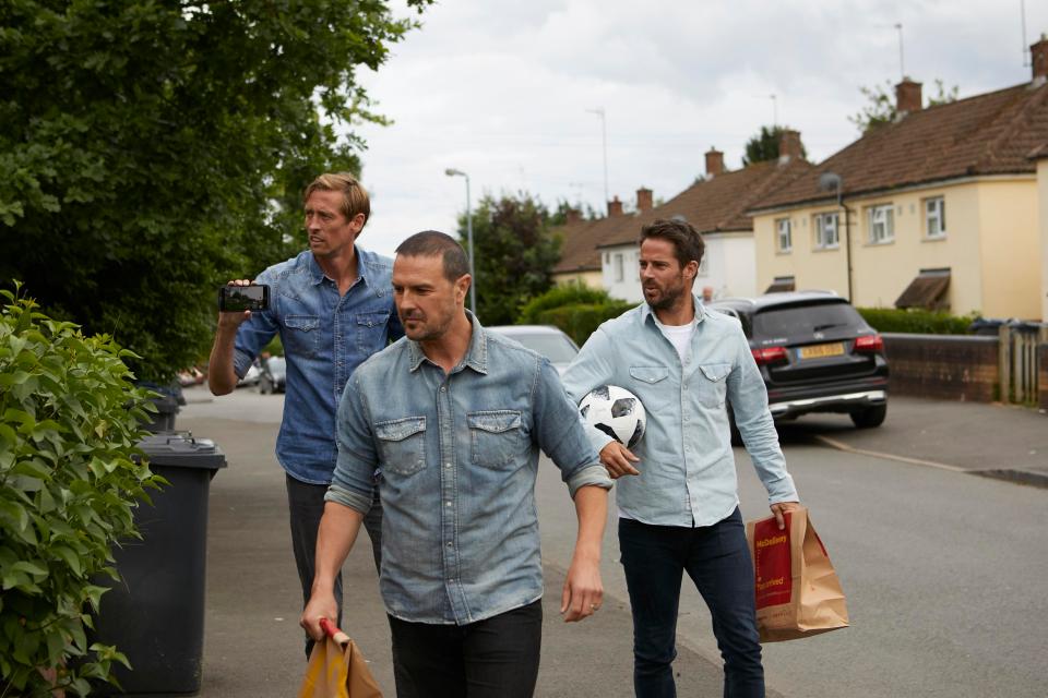  Peter Crouch, Paddy McGuinness and Jamie Redknapp delivered McDonalds to promote their new home delivery service