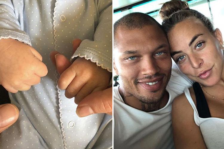  Jayden Green-Meeks, left, and his parents Jeremy Meeks and Chloe Green, right