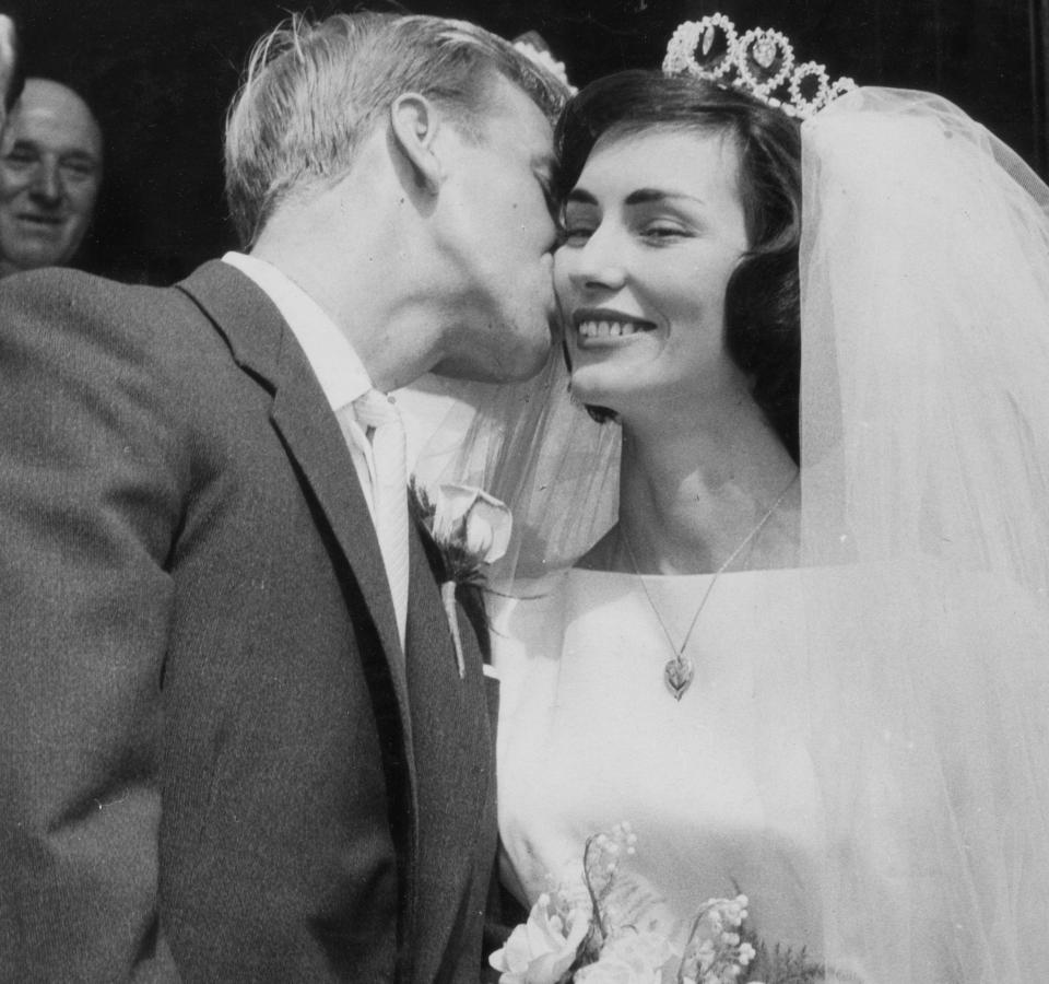  England legend Bobby Charlton with his new wife Norma on their wedding day