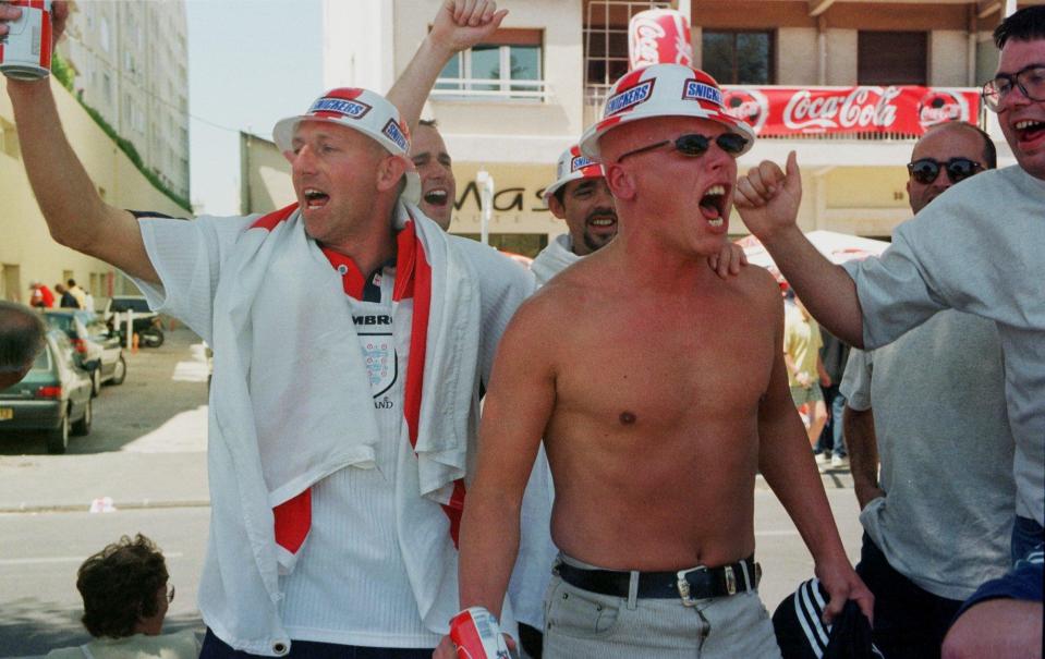  England fans get ready for the 1998 World Cup fixture in Marseille