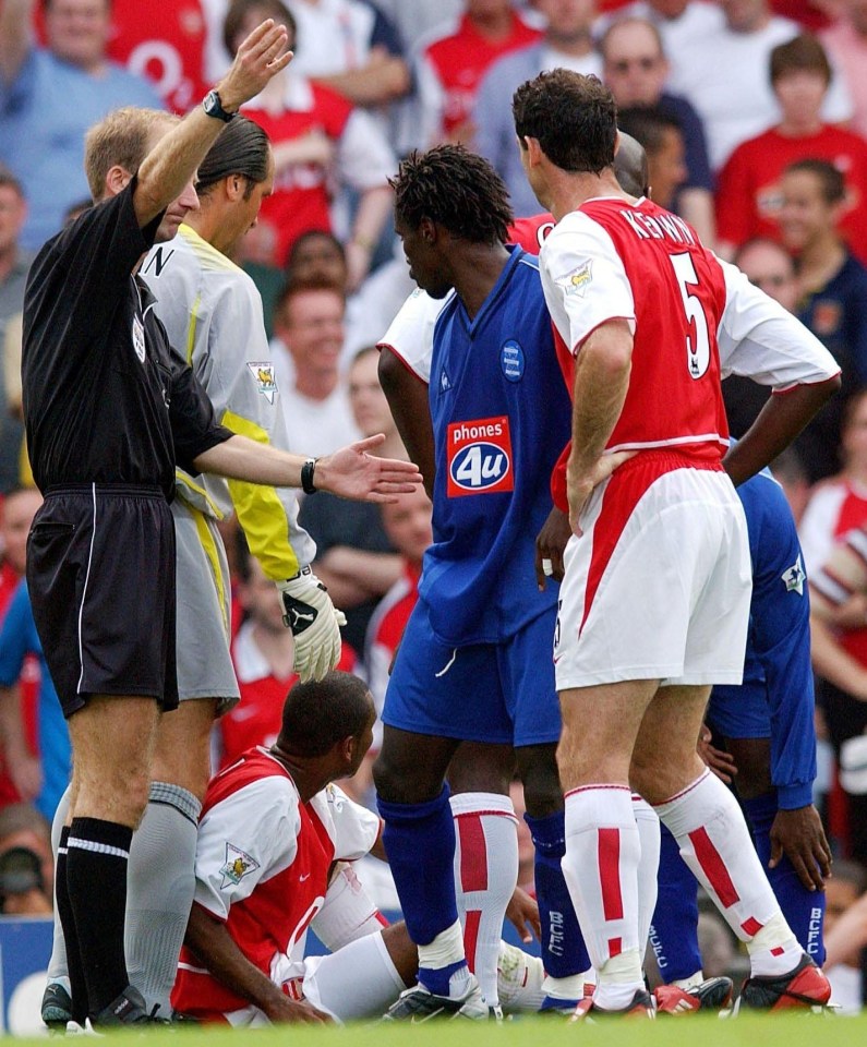 Cisse was sent off against Arsenal on the opening day of the 2002 season