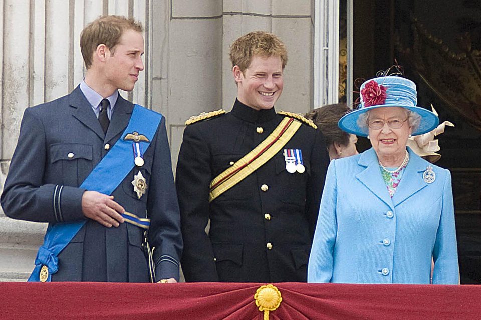  Prince William and Prince Harry stand by their grandmother on the balcony in 2009