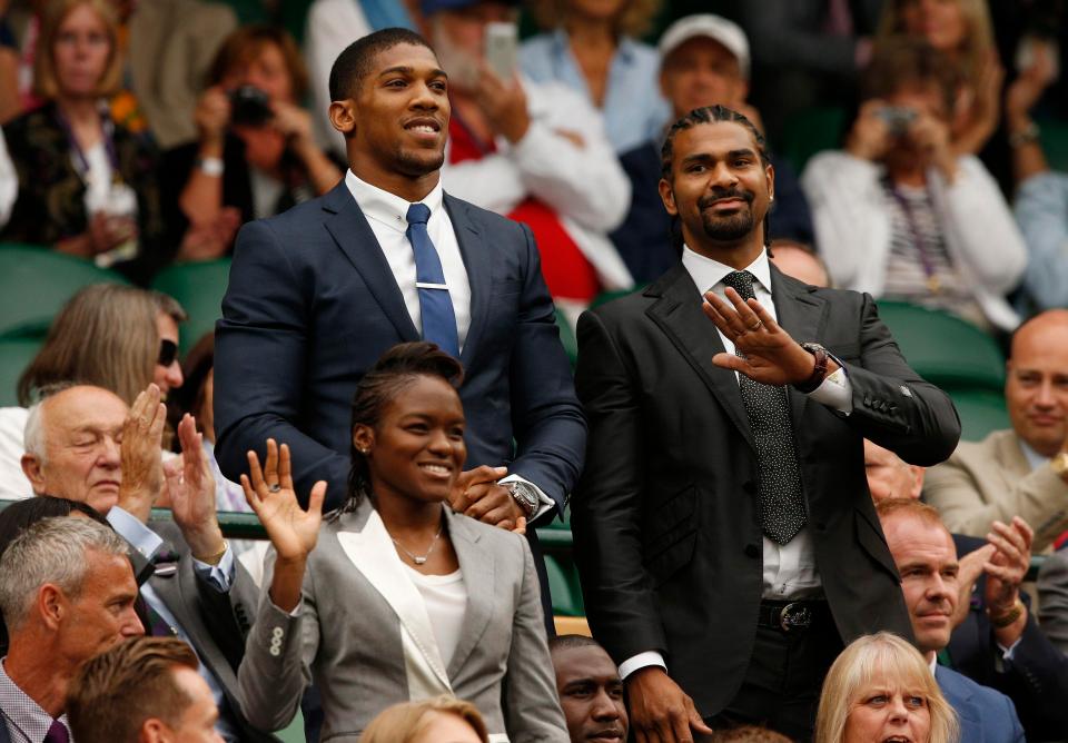  Haye with fellow British world heavyweight champion Anthony Joshua at Wimbledon