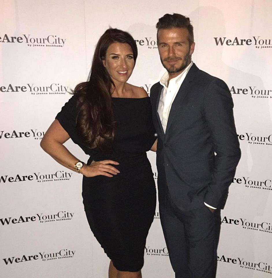  David Beckham with his sister Joanne in posh suit and frock