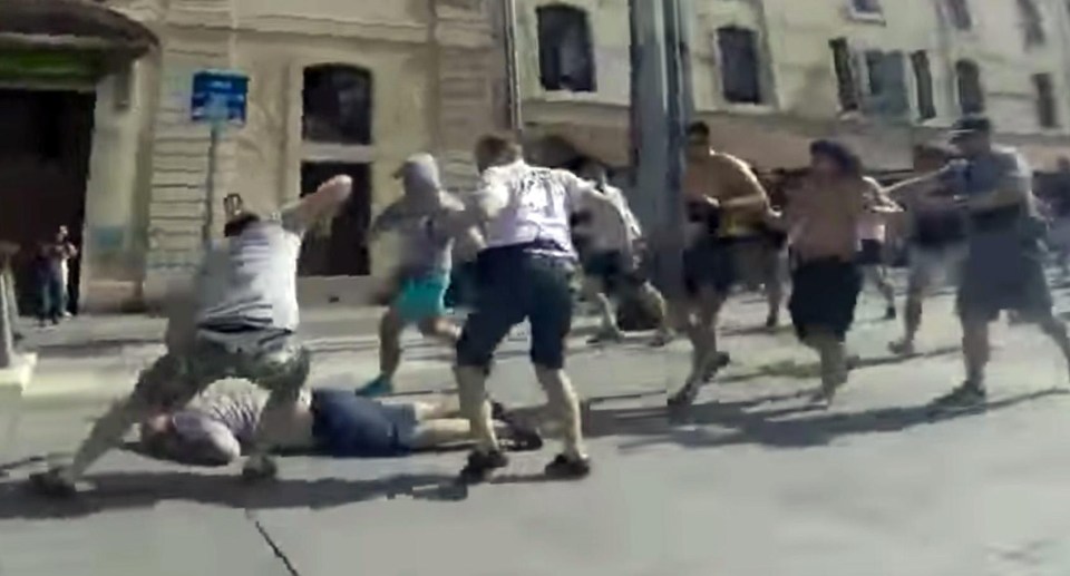 Footage reportedly shows the moment Andrew was beaten by Russian thugs