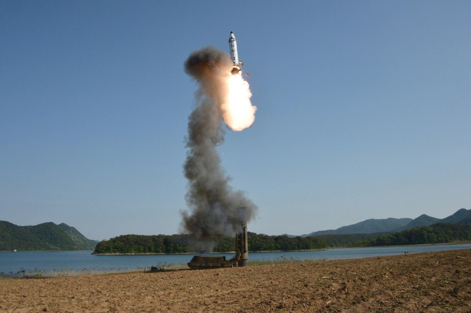 A Pukguksong-2 missile is fired from an unknown location in May last year