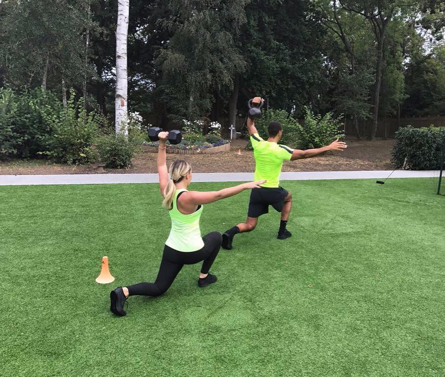  The couple regularly share pictures of themselves working out in their huge garden