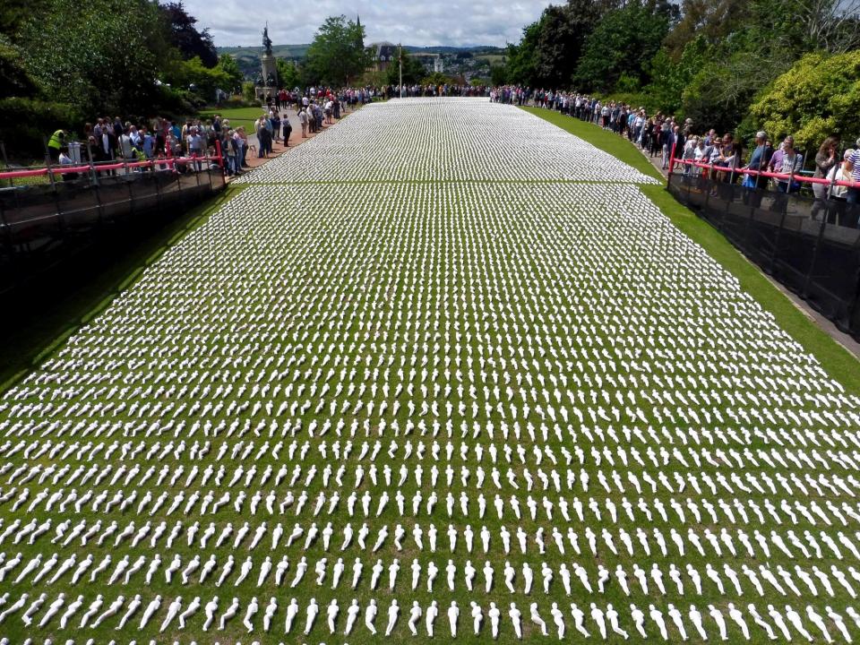  Moving memorial to the tens of thousands of unnaccounted-for servicemen who died at the Somme on display in Exeter in 2016