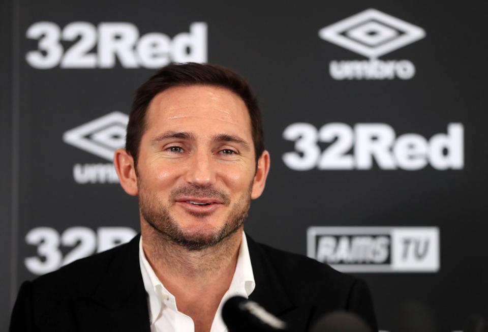  Frank Lampard was appointed as Derby head coach on Thursday