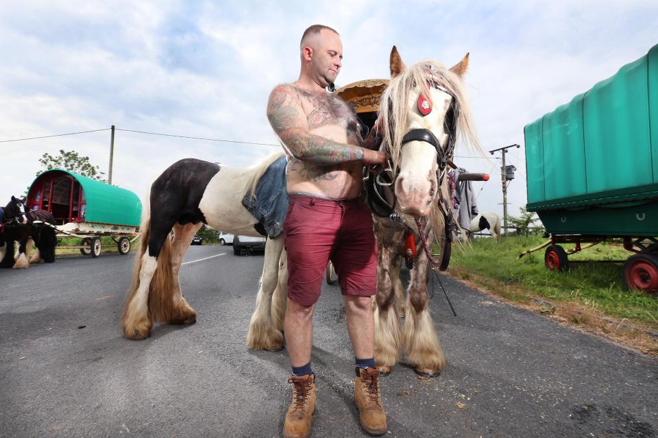  Jamie Horton from Telford, Shropshire, was also snapped among the caravans ahead of the events kick off on Thursday.