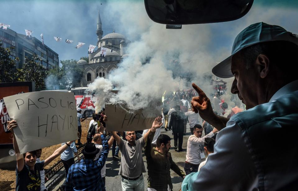 Supporters of the opposition candidate rally in Istanbul