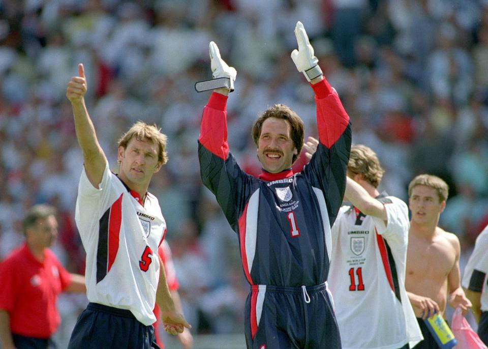  A suicide bomber was meant to blow up David Seaman, seen here celebrating victory over Tunisia with Tony Adams and sub striker Michael Owen