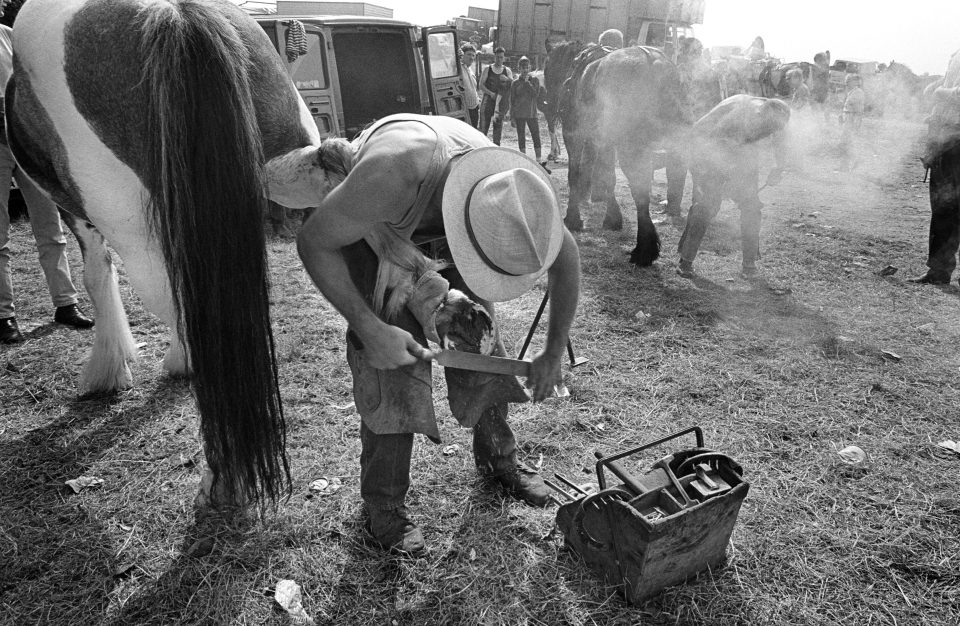  Farriers are seen hard at work shoeing horses at the now-infamous Appleby fair in the 1930s