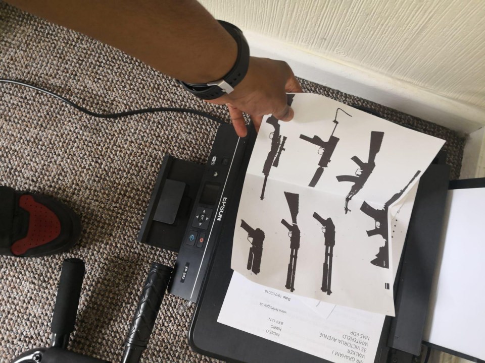 A picture of various guns was found in the flat