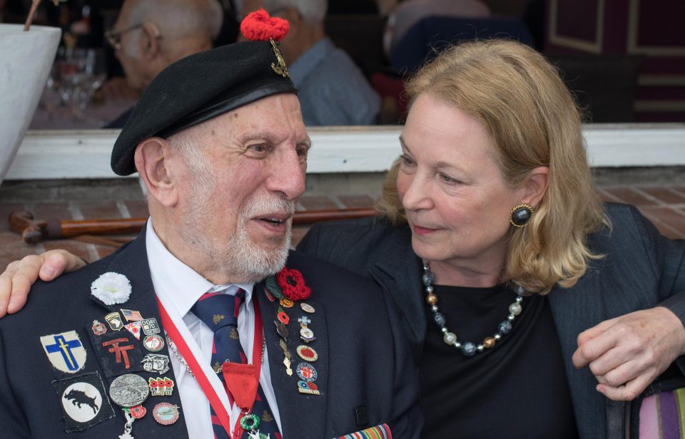  Joe Cattini 95, who was in the Hertfordshire Yeomanry and landed on Gold Beach on D-Day speaks with Susan Eisenhower, granddaughter of President Dwight D. Eisenhower