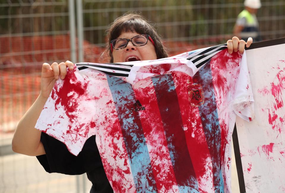  Protesters have been camped outside Argentina's training ground