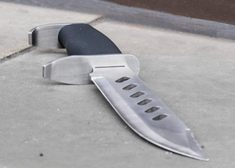 One of the deadly knives used by the gang is left at the scene of the crime in Regent Street