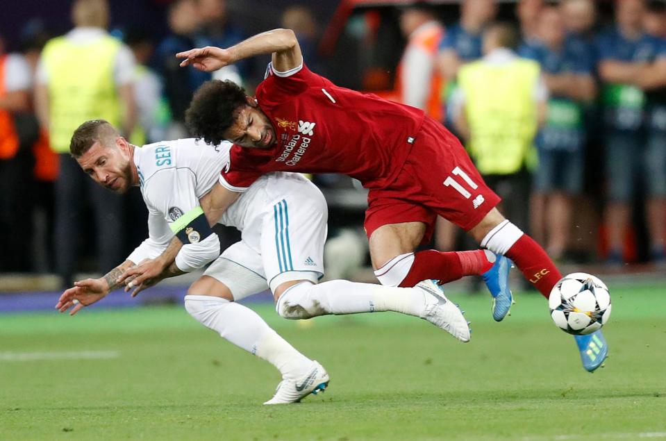  Sergio Ramos brought down Mo Salah and almost ended his World Cup dream