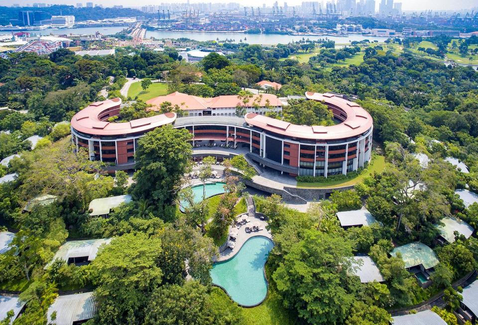  An aerial view of the huge resort where Kim and Trump will bond together