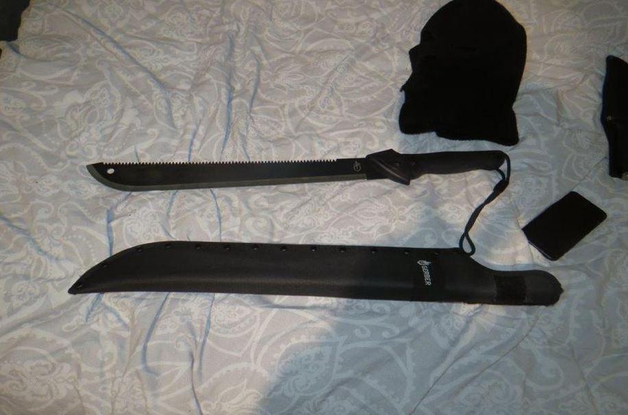 Another fearsome machete and a balaclava were at Bedeau’s home nearby