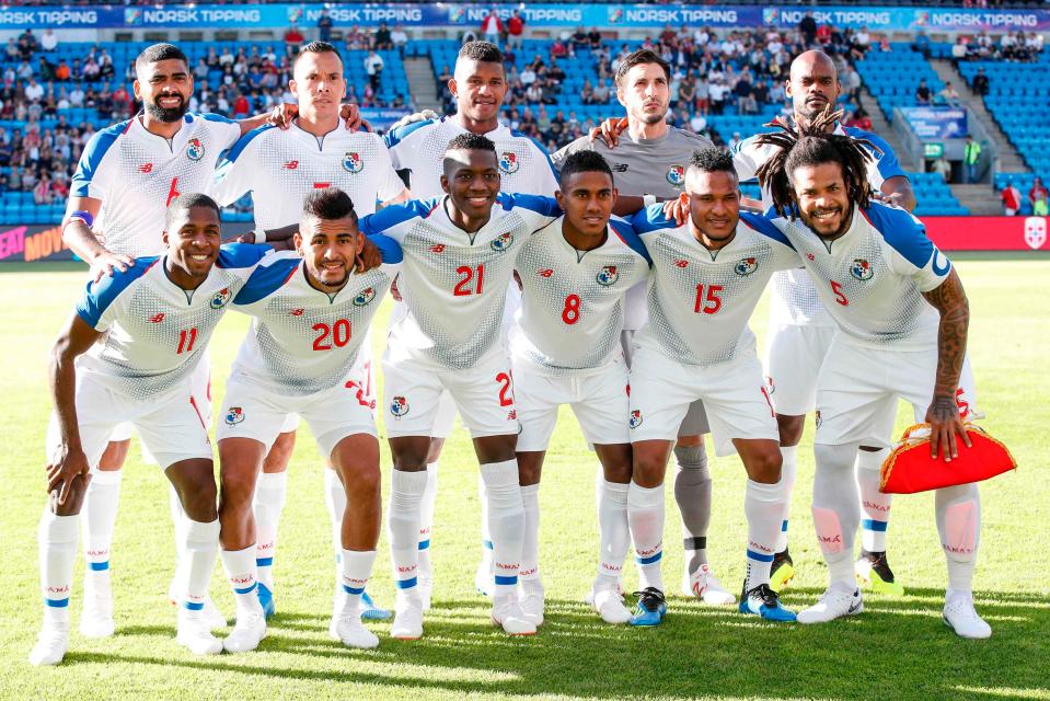  Panama's players pose before kick-off: (Up L-R): Gabriel Gomez, Blas Perez, Fidel Escobar, Jaime Penedo and Adolfo Machado (Bottom (L-R): Armando Cooper, Anibal Godoy, Jose Luis Rodriguez, Joel Barcenas, Erick Davis and Roman Torres