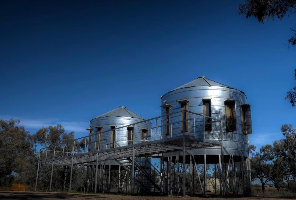  The 33-bed accommodation at Mallee Bush Retreat uses reclaimed and re-purposed farm structures