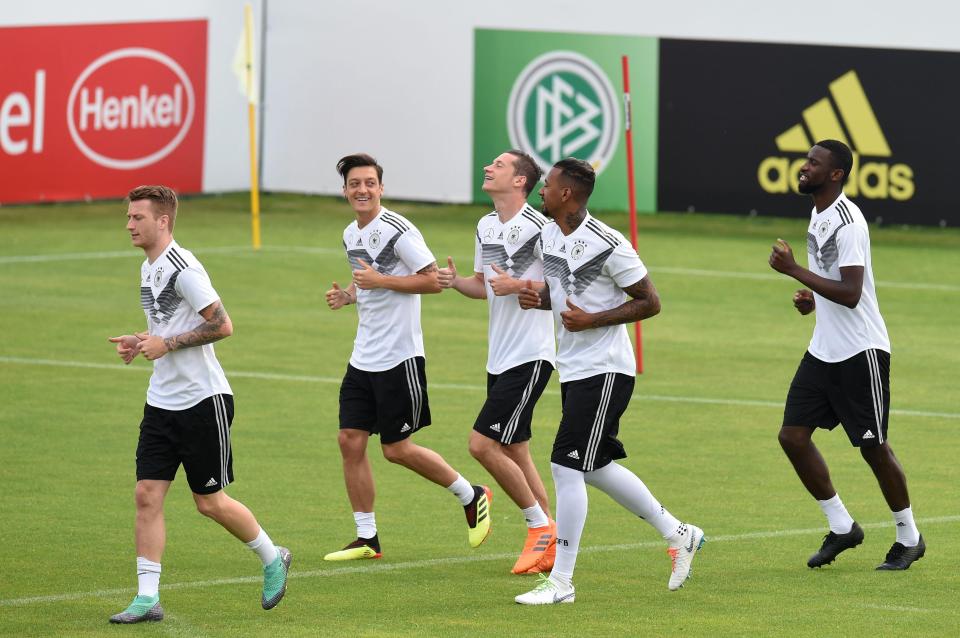  Ozil was held out of main training 'as a precaution', the German FA revealed, but took some part on Thursday