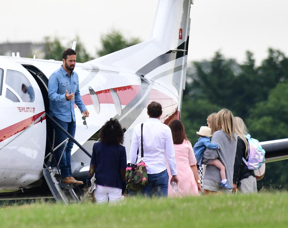  The happy couple were seen boarding a private jet to fly them to Scotland for their nuptials