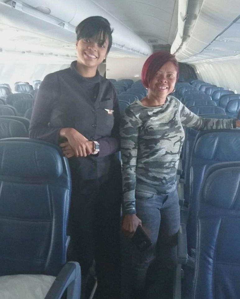 Jet’s perfect… Yvette, right, with air crew