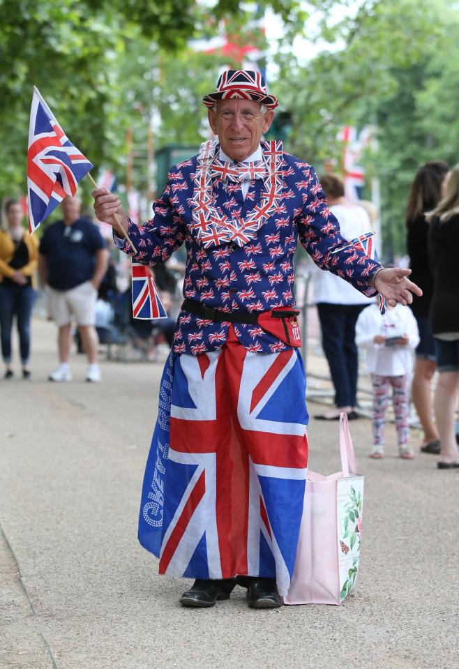  An excited spectator shows their colours at the annual event to mark the Queen's official birthday