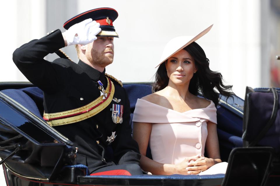  Prince Harry and Meghan Markle at the Trooping the Colour ceremony in London today