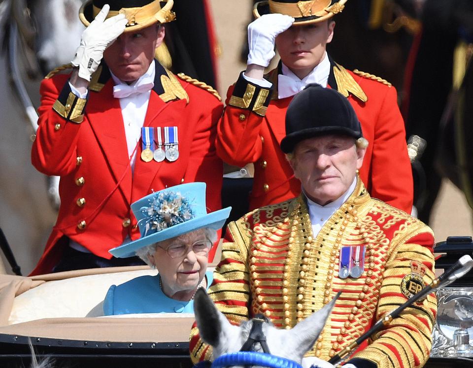  The Queen made her entrance onto Horse Guards in an Ascot Landau after making her journey from Buckingham Palace