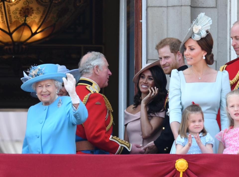  Meghan was seen smiling on the balcony on what was her first Trooping the Colour ceremony