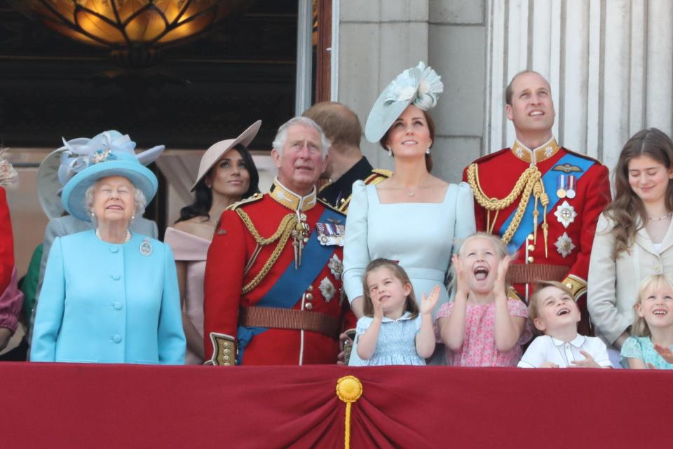  The royals watch the RAF flyover from the iconic balcony