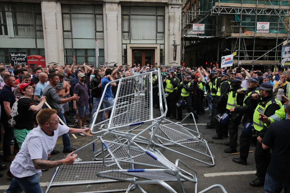 Protesters calling for the release of Tommy Robinson clashed with police in London last month