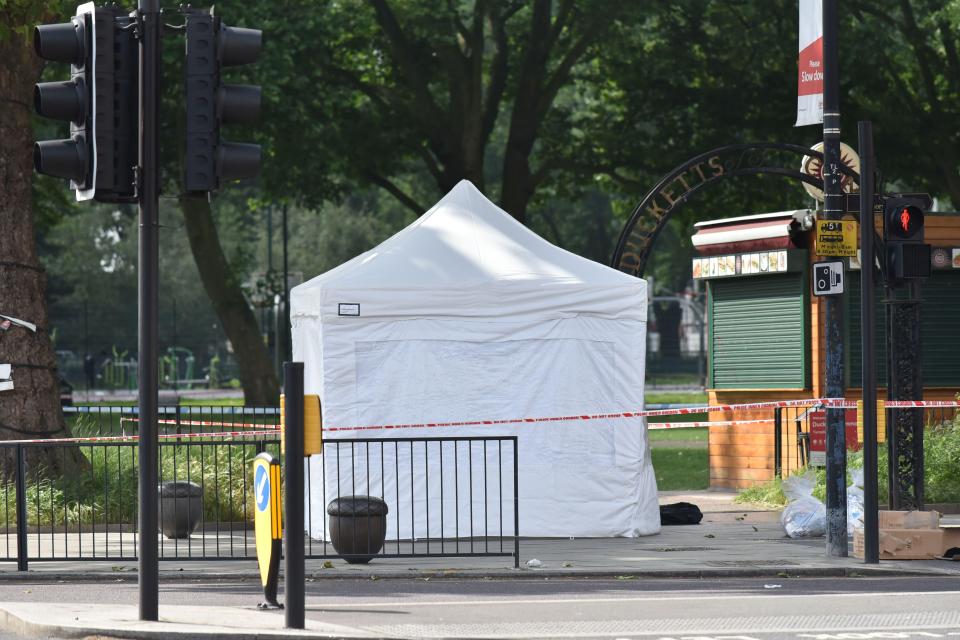  A 35-year-old man was stabbed to death near a tube station in North London yesterday