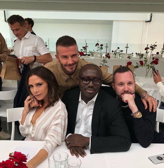  David and Victoria showered off their PDA in snaps alongside British Vogue editor Edward Enninful